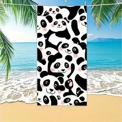Beach Towel With Cute Panda Doodles Cartoon Beach Towel Design Sports Travel  Swim Pool Yoga More Suitable for Summer