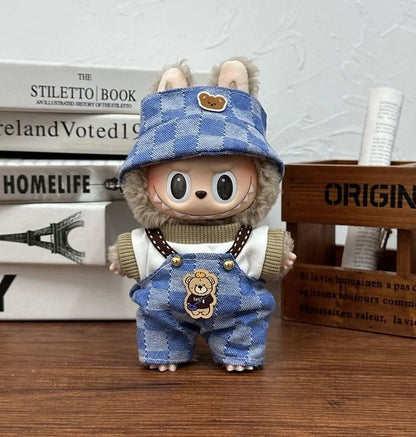 Cute Labubu Doll Costume 17 Cm Labubu Clothes Rubber-Coated Figurines Overalls Baby Dresses Summer Labubu Outfits Holiday Gift