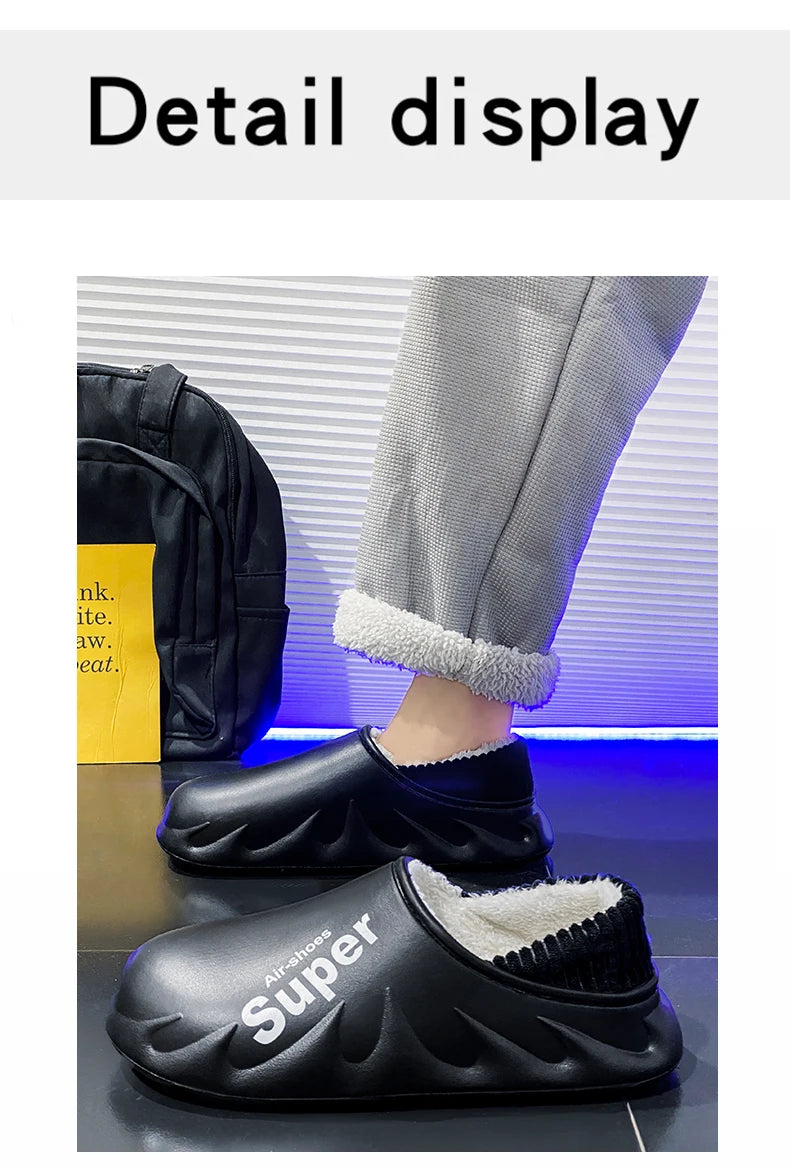 Plus Size 4849 Winter Men Slippers Warm Fur Home Slippers for Men Fashion Plush House Cotton Shoes Womens Wear Slides New