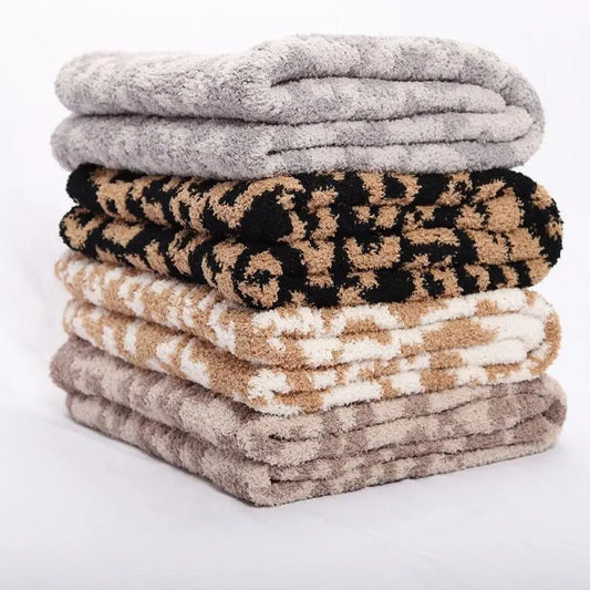 Super Soft Leopard Print Blanket, Warn Knitted Fleece Blanket, Sofa Nap Lightweight Blanket