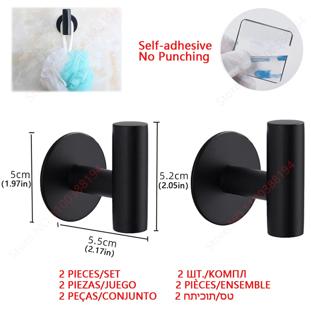 Adhesive Bathroom Hardware Accessories Towel Rack Toilet Paper Dispenser Holder Wall Coat Hooks Towel Rail Ring Roll Hanger Set