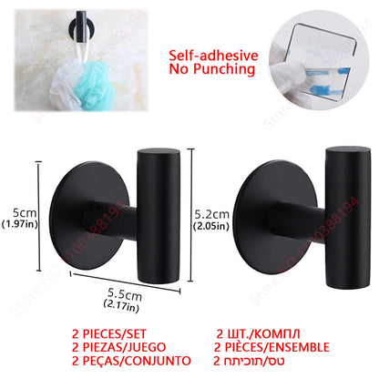 Adhesive Bathroom Hardware Accessories Towel Rack Toilet Paper Dispenser Holder Wall Coat Hooks Towel Rail Ring Roll Hanger Set