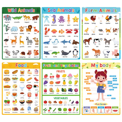 Educational Posters for Preschool Kids English Words Learning Charts Teaching Aids Classroom Decoration Big Card Montessori