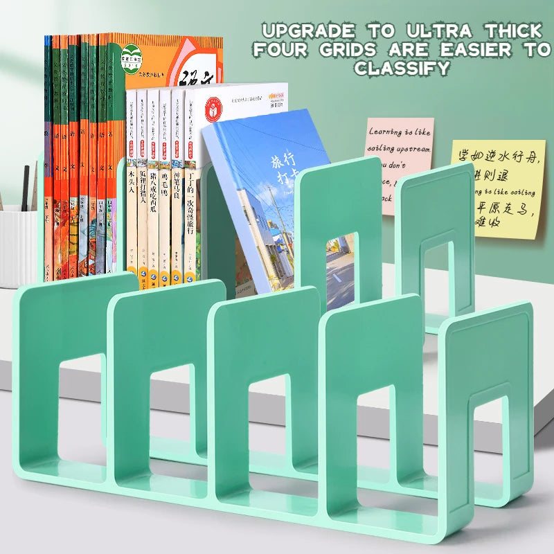 Upgraded Thickened 4-Slot Book Stand Sturdy Large Capacity Organizer for School Supplies Stationery Office Students Desk Tool
