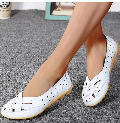 Shoes Women  2025 Soft Leather Shoes White Women's Loafer Slip On Flats Zapatos De Mujer Flat Shoes Women Casual Footwear Female