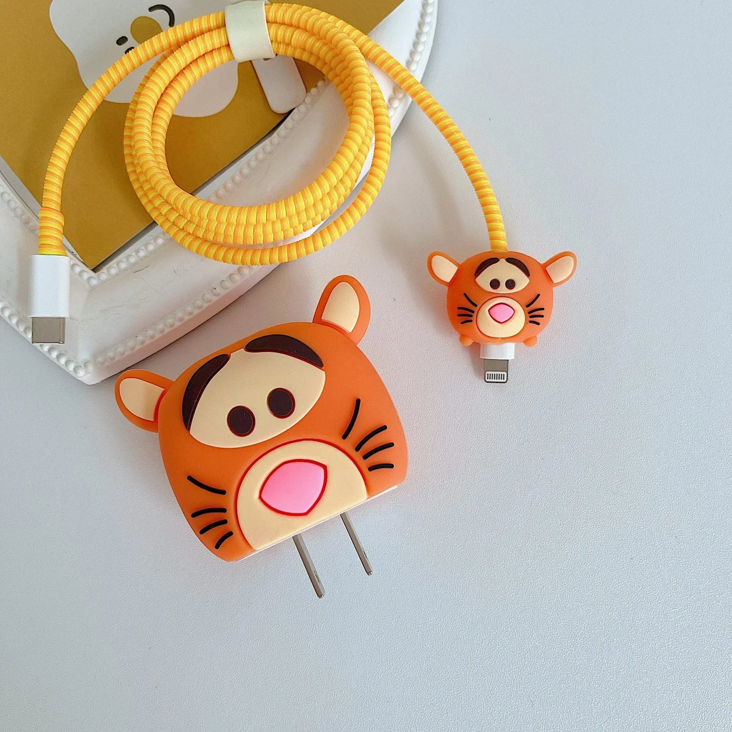 4Pcs Set Cable Protector for iPhone / iPad 18W/20W Charger Protector Case 3D Cartoon Cable Management Phone Wire Cord Organizers