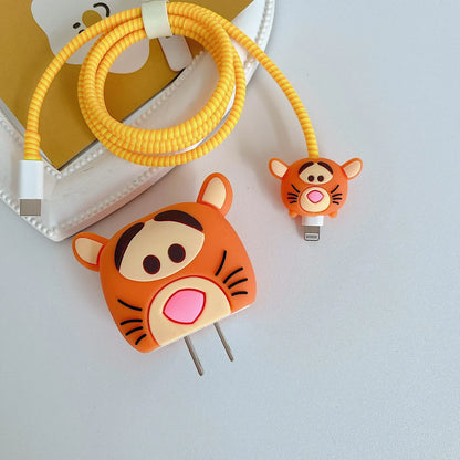 4Pcs Set Cable Protector for iPhone / iPad 18W/20W Charger Protector Case 3D Cartoon Cable Management Phone Wire Cord Organizers