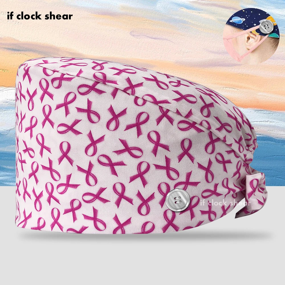 Printing Clinic Pharmacy Work Hat Dentistry Operating Room Doctor Scrubs Hats Adjustable Medical Nurse Accessories Surgical Caps