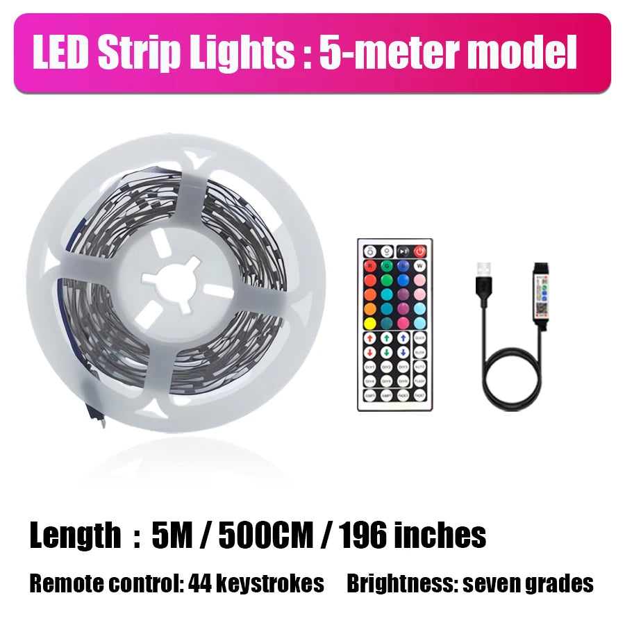 Smart LED Strip Lights, with Wireless Infrared Remote Control, Color Changing & Music Sync with App Control and Remote, USB Powe