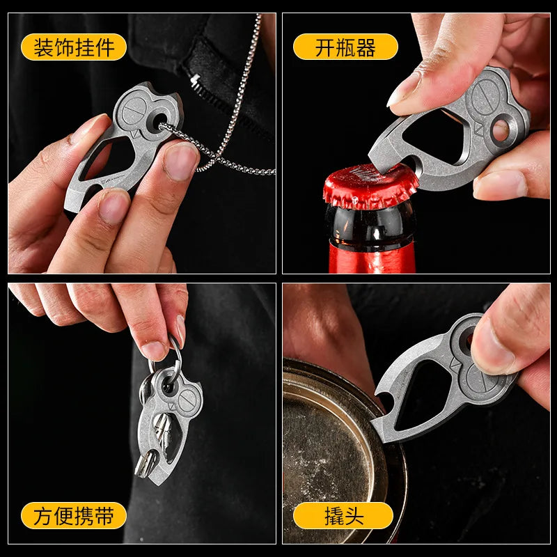 EDC Titanium Alloy  Multifunctional Tools Owl Shape Bottle Opener Portable Mini Wrench Outdoor Tools