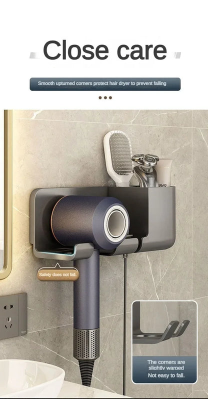 Wall-mounted hair dryer rack No punching hair dryer rack Toilet hair dryer bracket Bathroom hair dryer hanger