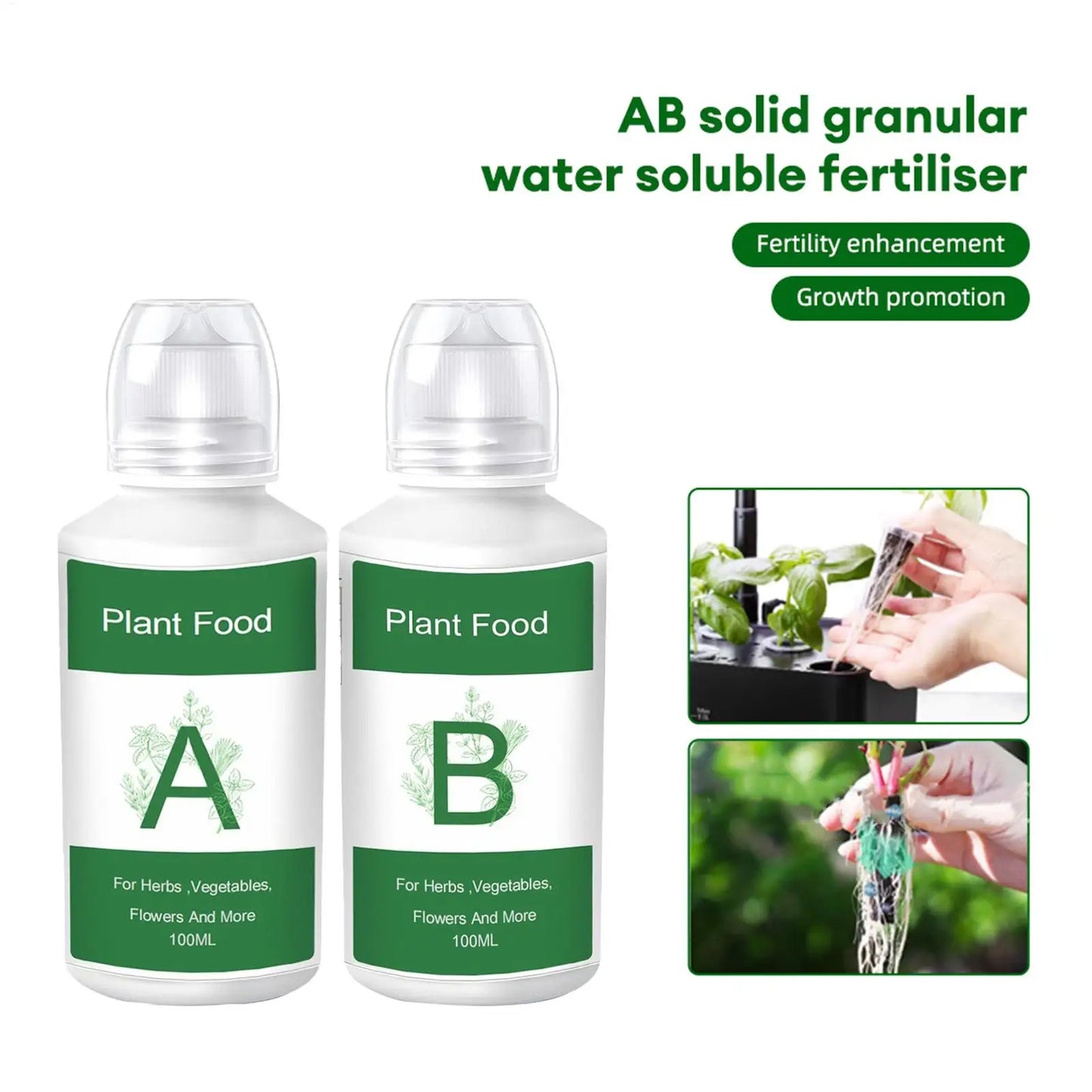 Fertilizer for Plants Plant Food A B Hydroponics Supplies 2 Piece Solution Growing System Accessories for Vegetables Fruits