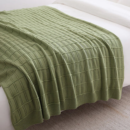 American-Style Thickened Knitted Wool Cover Blanket Solid Color Simple Bed End Towel Blanket Multifunctional Decorative Blankets