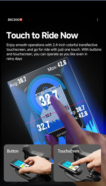 iGPSPORT BSC300T Touch-screen Bike Computer Global Map Cycling Computer Wireless Bike GPS Computer Support E-bike