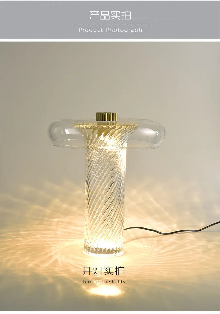Nordic  personalized twisted glass desk lamp modern LED decorative lamp study bedroom bedside designer Table lamp