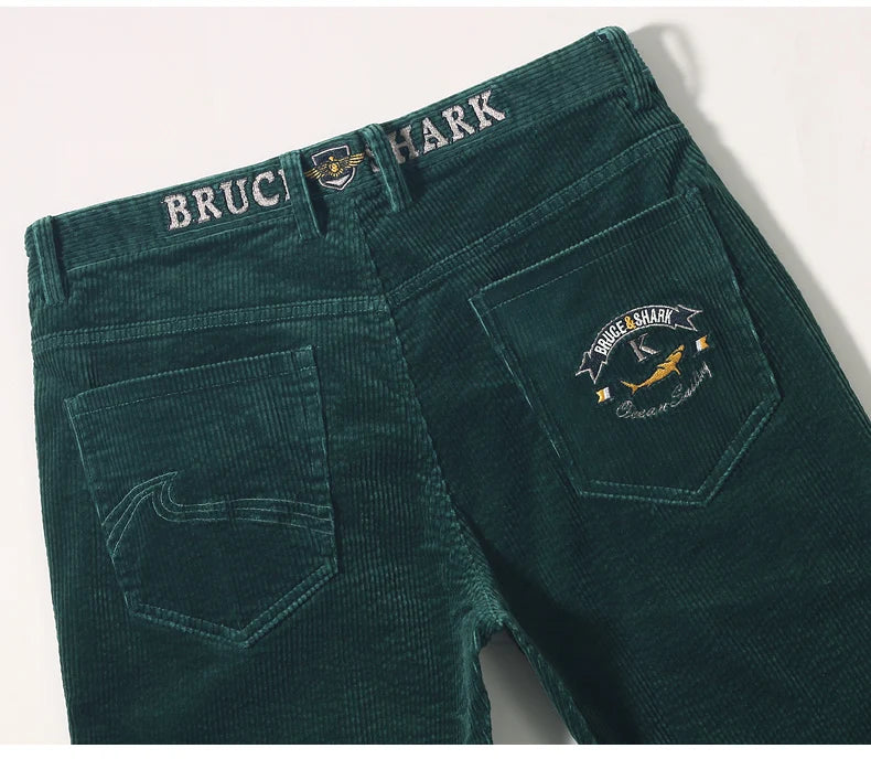 2024 Winter Corduroy Pants for Men Casual Stretch Cotton Straight  Mens Trousers Mid Waist Korean Style  Free Delivery Plus Size