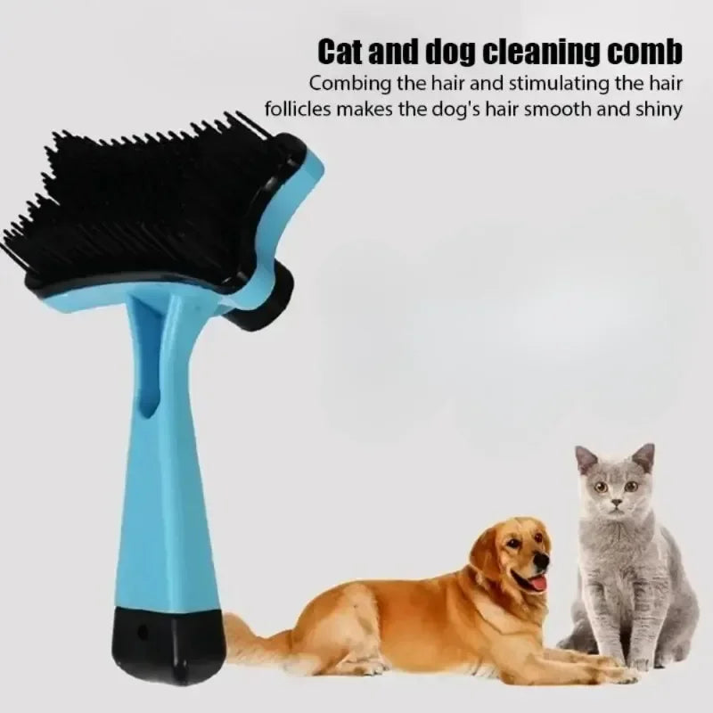 Pet Hair Removal Brush Gentle on Skin Static Free for Cats Dogs One Click Button Massage Comb Removes Loose Fur Static-free Bris