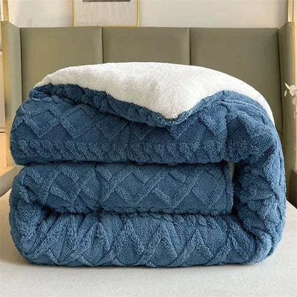 Super Thick Weighted Winter Blanket for Bed Faux Lamb Cashmere Plush Fleece Throw Queen King Size Cozy Warm Quilt Comforter