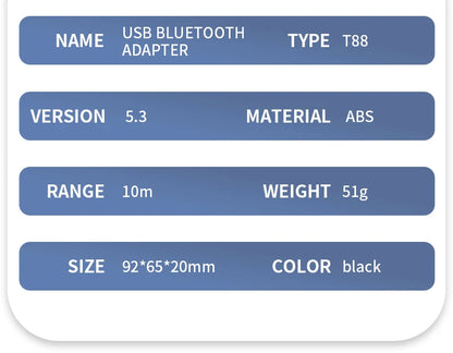 USB Bluetooth 5.3 Audio Receiver Adapter Wireless Stereo Music 3.5mm AUX R/L RCA Support U-Disk Playback For Desktop Speaker Amp