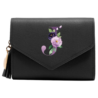 Wallet Women Rfid Blocking Small Compact Luxury Leather Pocket Wallet Ladies Mini Purse with ID Window Purple Letter Pattern
