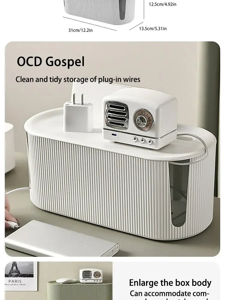 Portable Cable Management Organizer Box for Power Strips and Cord for Power StripsTV Computer Wires Hider Box for Home Office