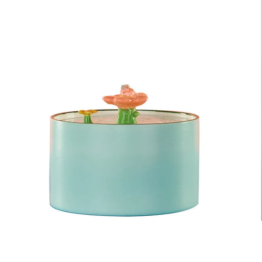 Cat Ceramic Flower Water Fountain Drinking Feeders Pets
