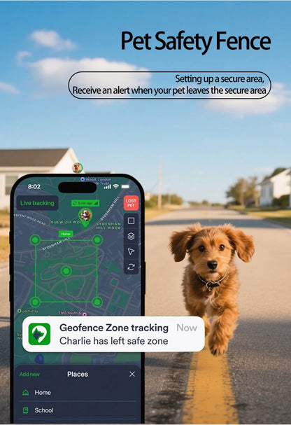 Pet Bluetooth GPS Tracker Dog Mini Tracking Movement Alert Collars Anti Lost Tracker for Cats and Puppies Remote Global Locator