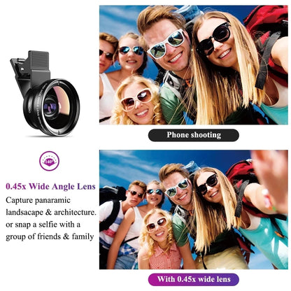 Phone Lens Kit 0.45x Super Wide Angle & 12.5x Super Macro Lens HD Camera Lentes for iPhone 12 11 Xiaomi Huawei All Cellphone