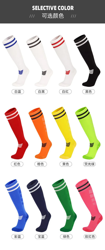 Towel Bottom Soccer Socks Breathable Knee High Training Long Stocking Adults Youths Kids Practical Competition Football Socks