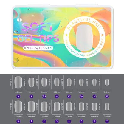 420pcs/box Frosted Version False Nails Press On Acrylic Nails Almond Mixed Size Short Style Ultra Thin Traceless Nail Tips
