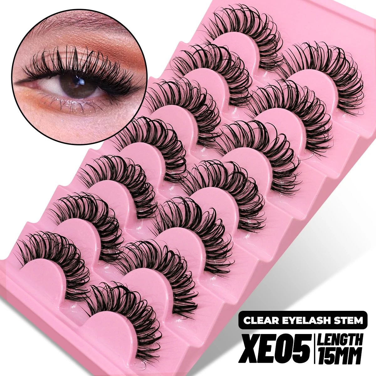GROINNEYA Lashes 5/7 Pairs Wispy Mink Lashes Invisible Band Eyeashes Look Like Extensions Strip Lashes Natural Look Soft Fluffy