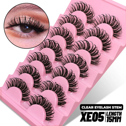 GROINNEYA Lashes 5/7 Pairs Wispy Mink Lashes Invisible Band Eyeashes Look Like Extensions Strip Lashes Natural Look Soft Fluffy