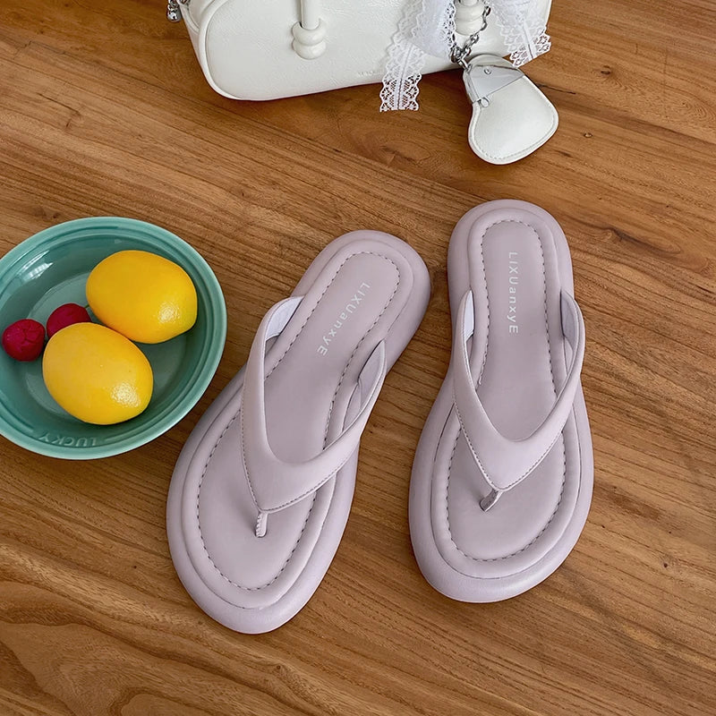 New Women's Summer Beach Flip Flops Slip-On Fashion Casual Vacation Slippers Soft Sole Footwear for Ladies