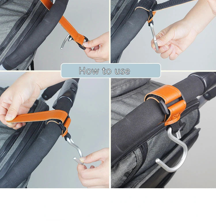 Baby Stroller Hooks 2Pcs Leather Hook  for Hanging Diaper Bags Kindergarten Universal Accessory