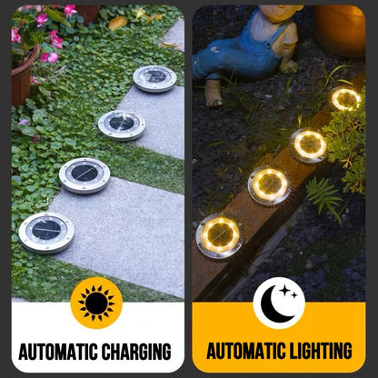 8/20LED Solar Power Disk Light Outdoor Garden Solar Underground Light Deck Light Spotlight Buried Solar Led Lamp Garden Decor