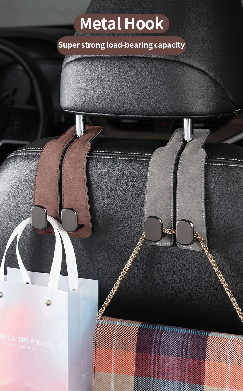 Car Seat Back Hook Suede Double-Headed Rear Storage Storage Small Hook Car Interior Decoration Supplies