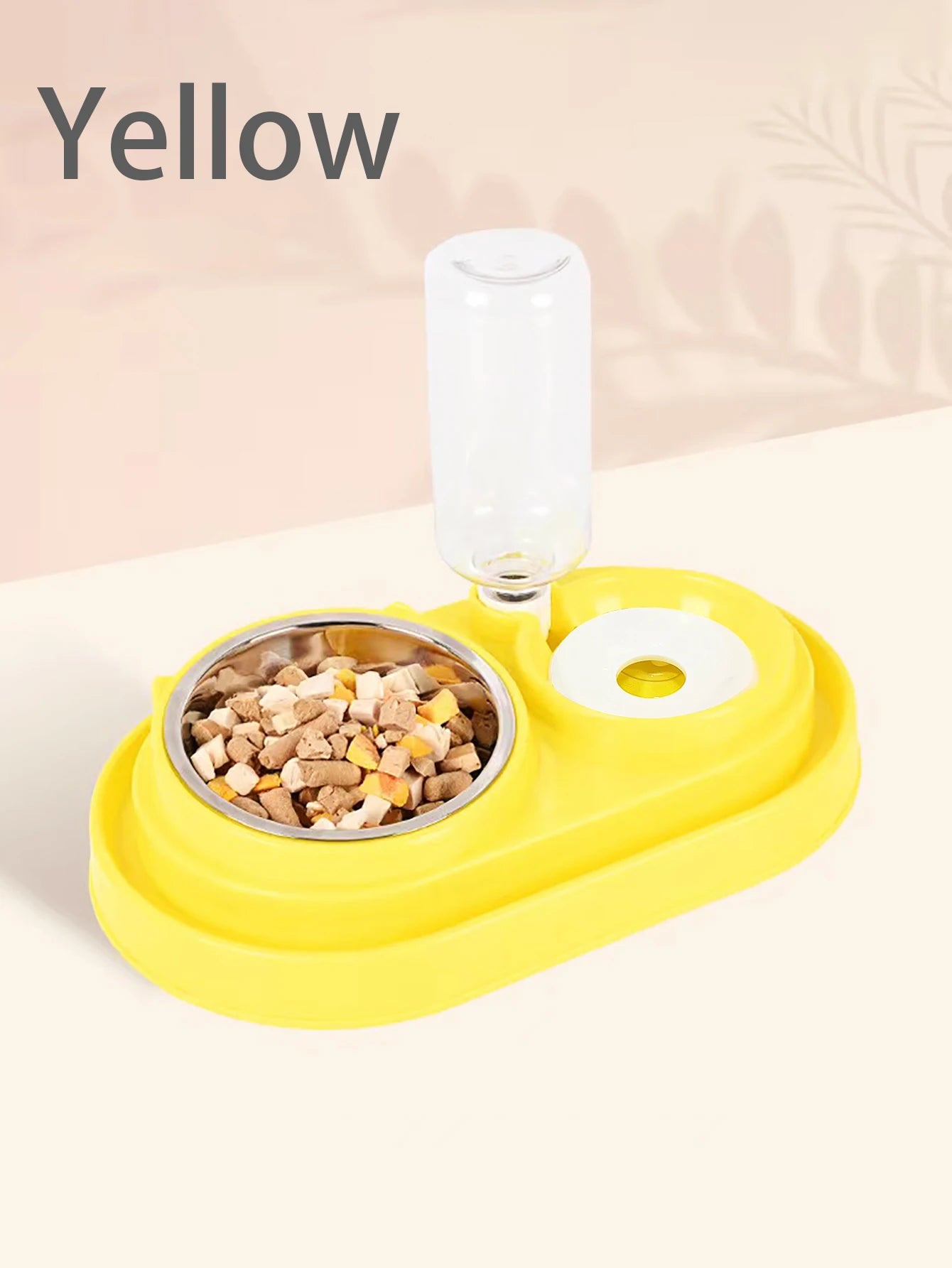 1 spill proof track pet dual-purpose bowl for feeding and drinking, one dual-purpose dog bowl with water bottle, cat bowl