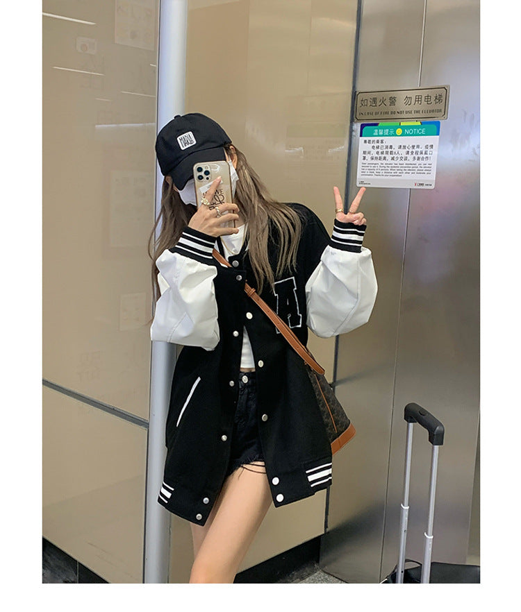 Women Bomber Jackets 2023 Fall Winter Fashion Baseball Uniform Oversize Coats Student Couple Harajuku Loose Jacket Streetwear