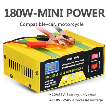 Car Battery Chargers 12V/24V Intelligent Pulse Repairing Charge Device Automotive Battery Trickle Maintainer for Car Motorcycle