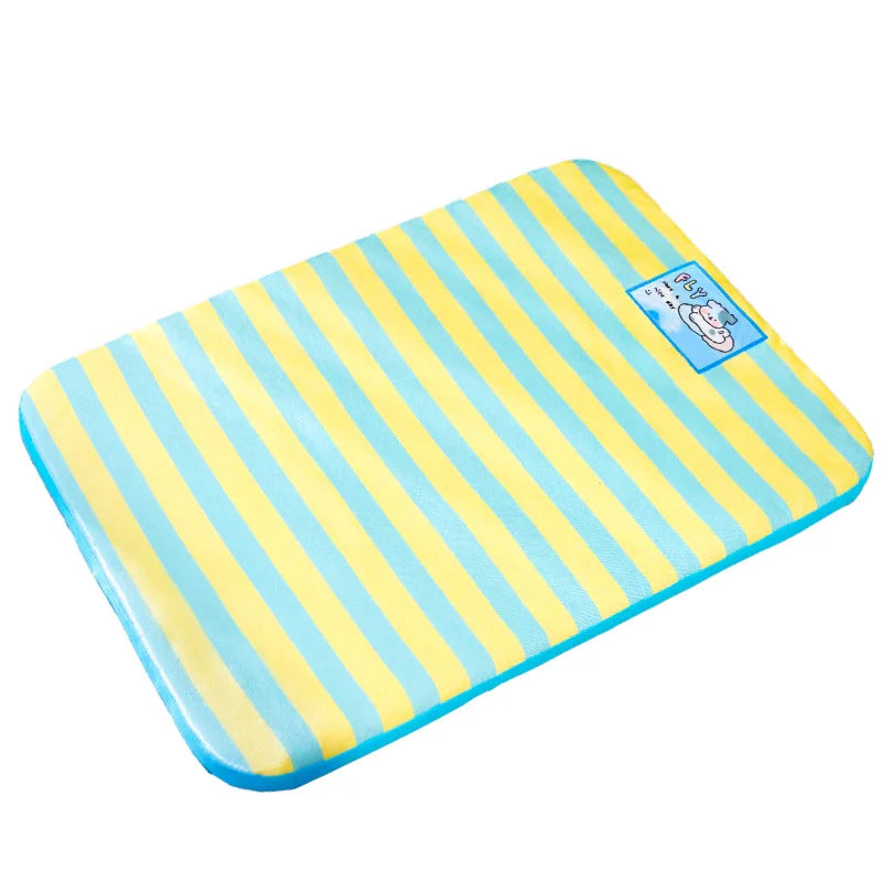 Summer dog cartoon striped ice silk mat, cat cooling mat, cooling cat bed, cooling bed, dog bed, pet bed