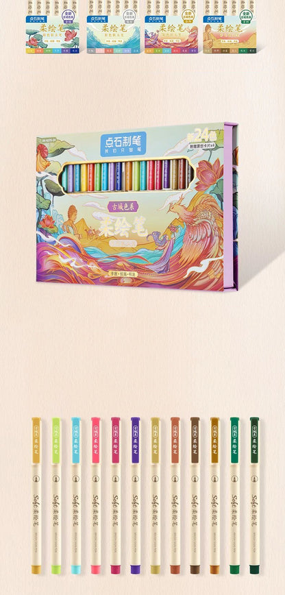 24colors/set Calligraphy Art Marker Pens Brush Pen Art Marker Craft Supplies Art Writing Office School Supplies Stationery