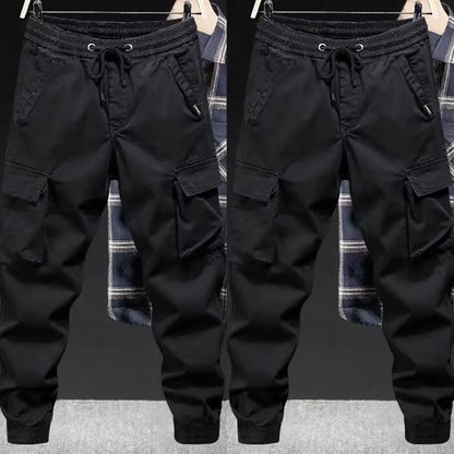 Trendy Brand Casual Cargo Pants Men's Loose Fit Solid Color Cargo Pants American Style Casual For Spring Autumn