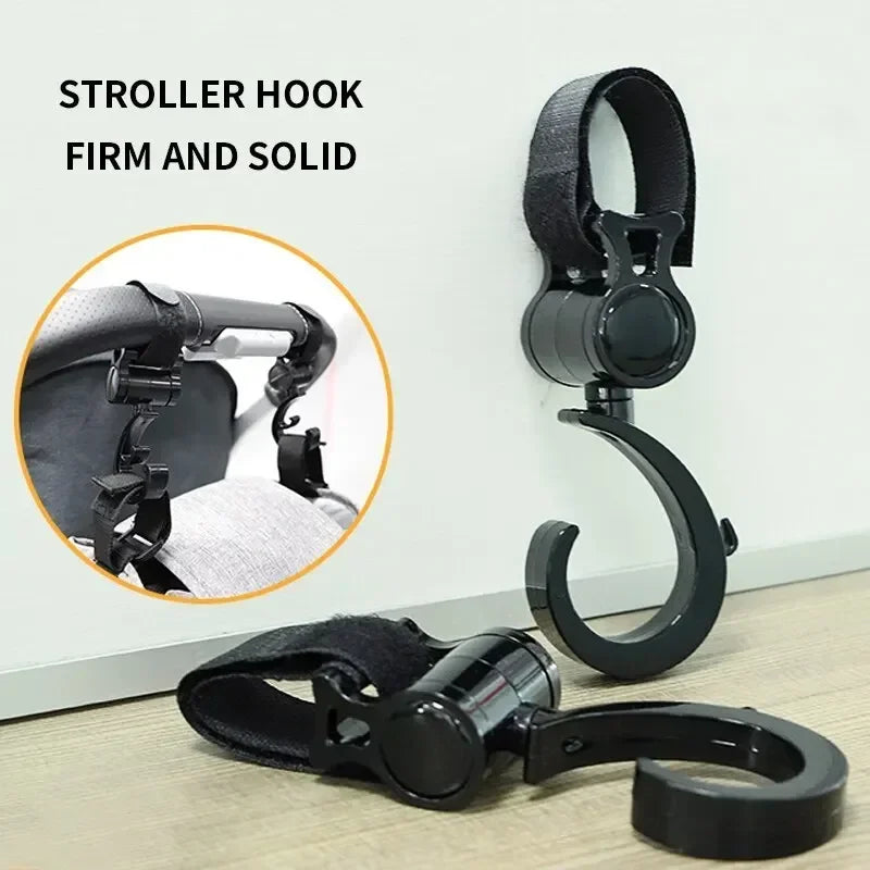 2PCS Cartoon Style Stroller Accessories Large Hook Umbrella Holder Car Seat Hook and Loop Fastener for Baby Stroller Pram Organi