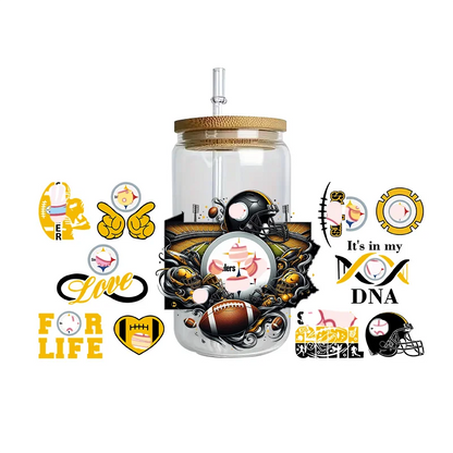Sports Team Cup Wraps DIY Waterproof Easy To Use Custom Decals UV DTF Transfer Sticker For 16oz Libbey Glasses