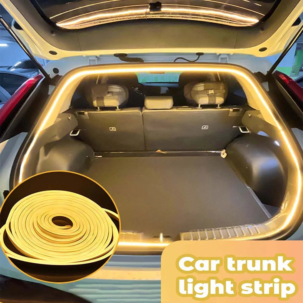 LED Car Trunk Light Strip - 4m Ambient Light Free Cutting Waterproof Soft Decoration Light Strip Universal 12V Auto Accessories
