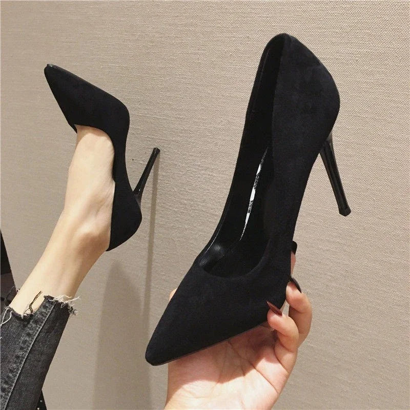 Women Shoes 2025 New Women Pumps Suede High Heels Shoes Fashion Office Stiletto Party Shoes Female Comfort Women Heels
