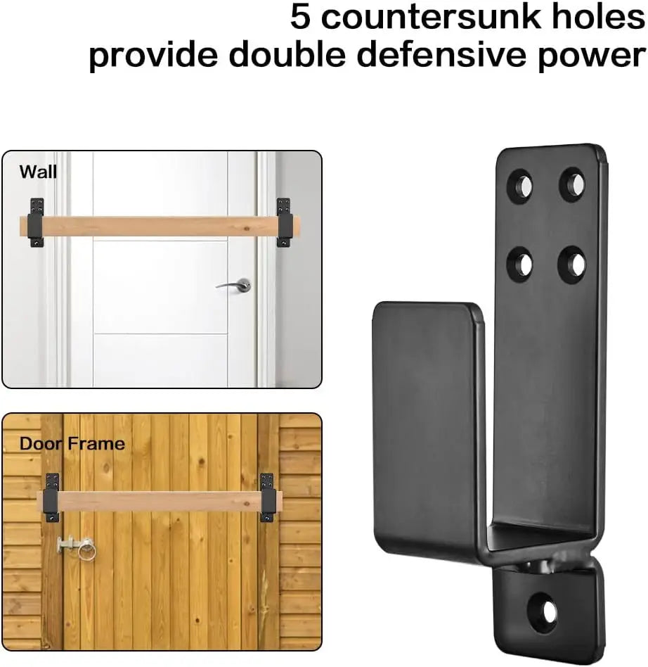 1 Pair Door Barricade Brackets, Door Metal Bar Bracket for 2X4 Lumber Door Brace Security Bar