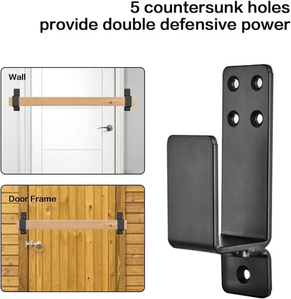 1 Pair Door Barricade Brackets, Door Metal Bar Bracket for 2X4 Lumber Door Brace Security Bar