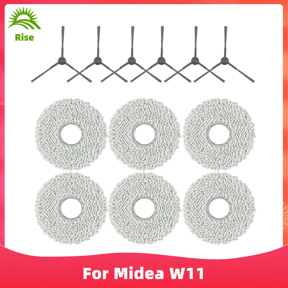 Compatible For Midea V12, V10, W11 Robot Vacuums Spin Side Brush Mop Cloths Rag Spare Part Accessory Replacement