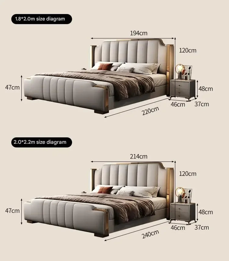 Italian Luxury Beds Leather Modern Simple Storage Beds Queen White Bedroom Double Somieres Marcos De Cama Bedroom Furniture